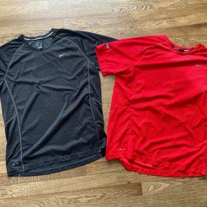 Set of Nike Dri-Fit Running Shorts - Black/Grey; Red/Light Red - Large